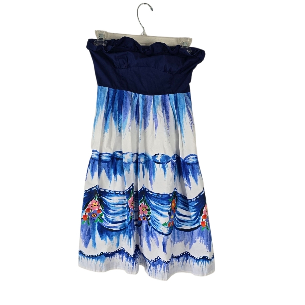 Anthropologie Nathalie Lete Paris First Dance Strapless Dress 0 Ruffles Pockets